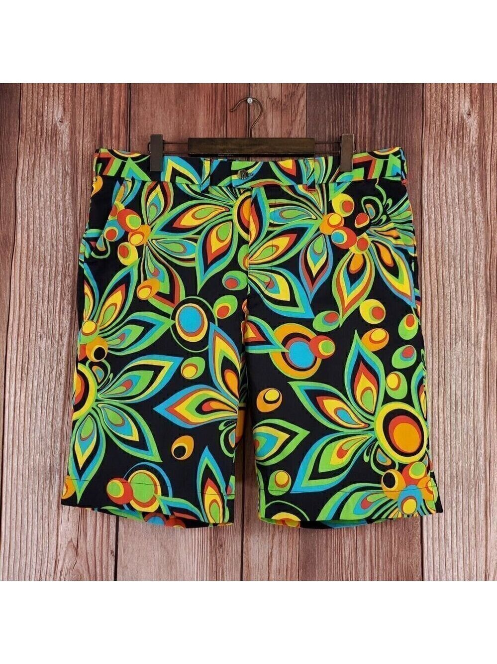 Loudmouth Golf Mens Sz 40 Multicolor Floral Groovy Lightweight Shagadelic Shorts